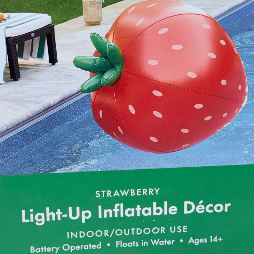 New Kate Spade Inflatable, Light Up Strawberry Decor Indoor or Outdoor, 40